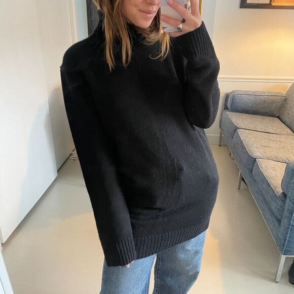 Michael Kors Oversized Turtleneck Tunic Sweater Black Medium - Picture 1 of 10